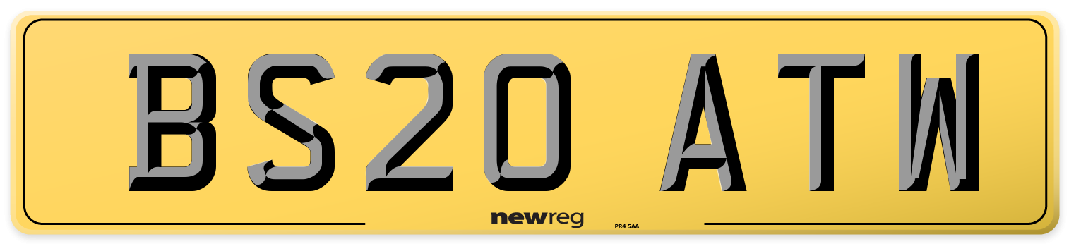 BS20 ATW Rear Number Plate