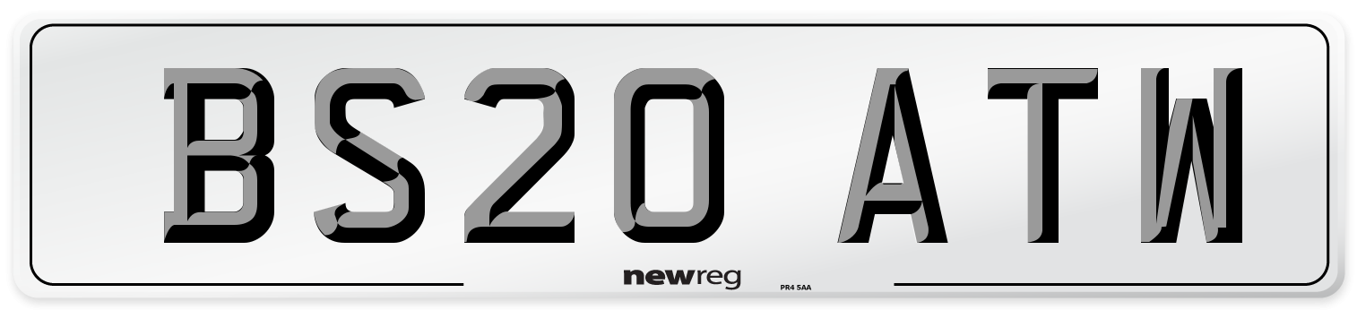 BS20 ATW Front Number Plate