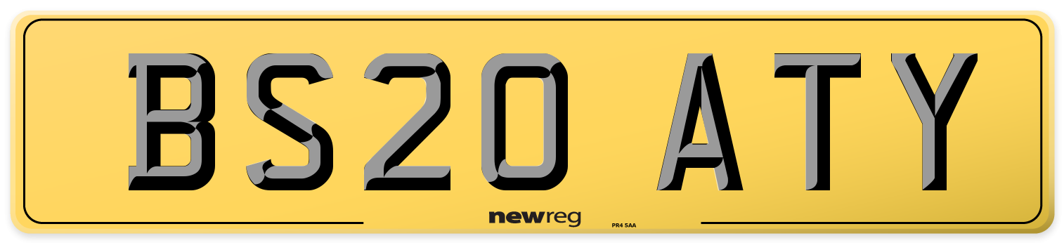 BS20 ATY Rear Number Plate