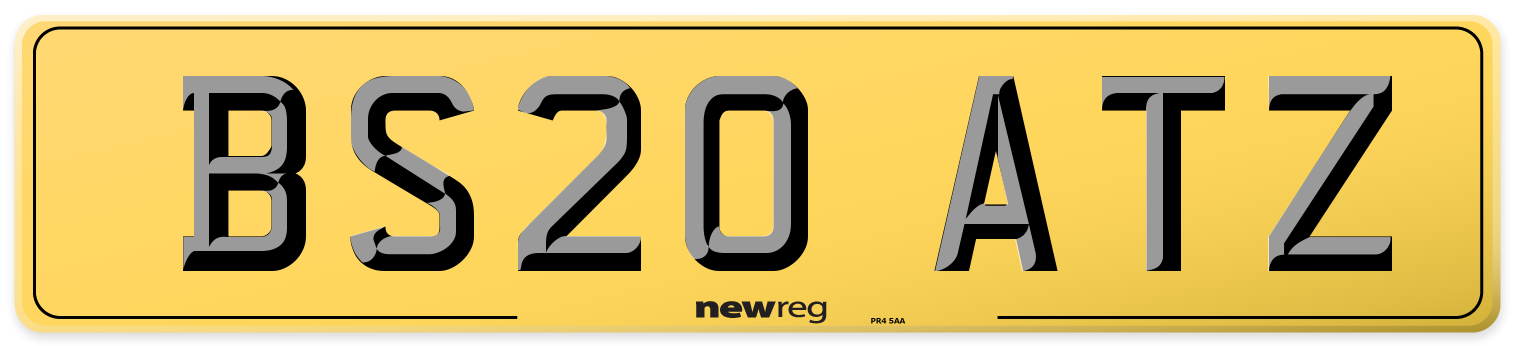 BS20 ATZ Rear Number Plate