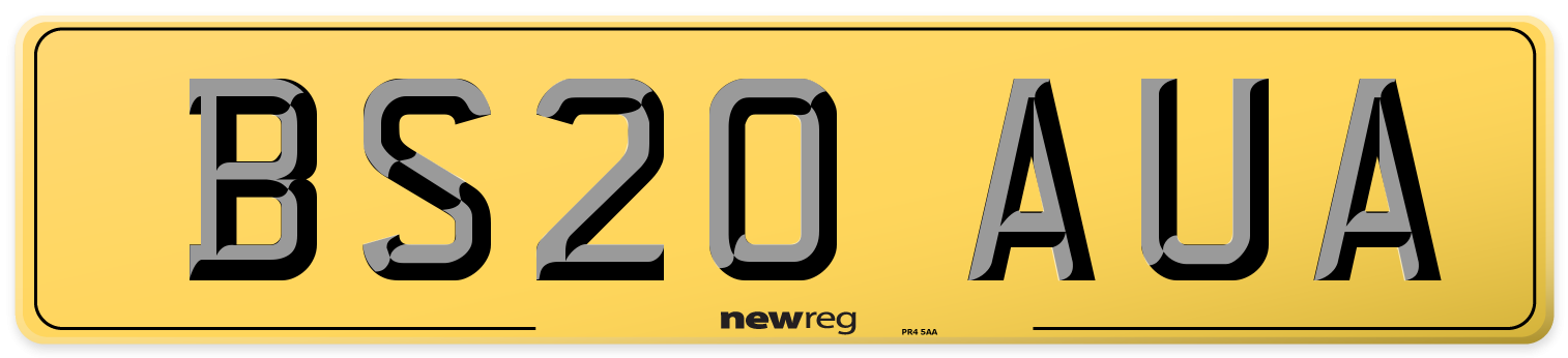 BS20 AUA Rear Number Plate