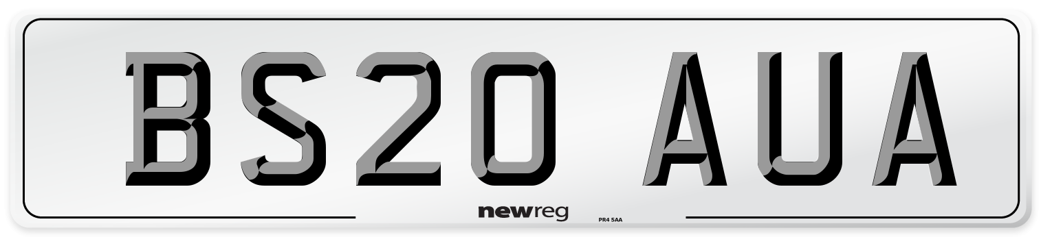 BS20 AUA Front Number Plate
