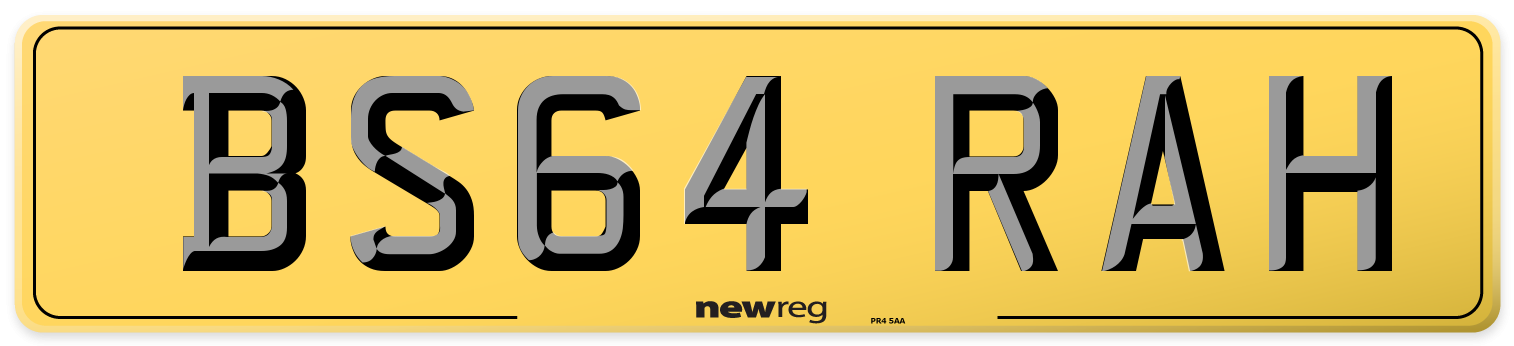 BS64 RAH Rear Number Plate