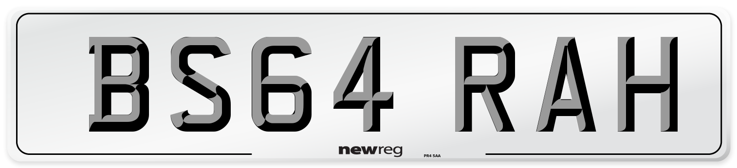 BS64 RAH Front Number Plate