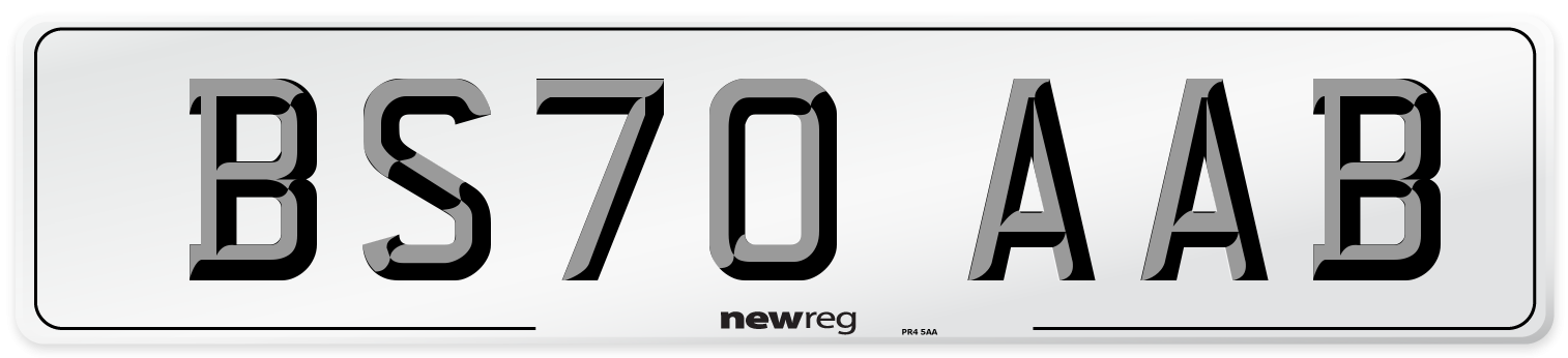 BS70 AAB Front Number Plate