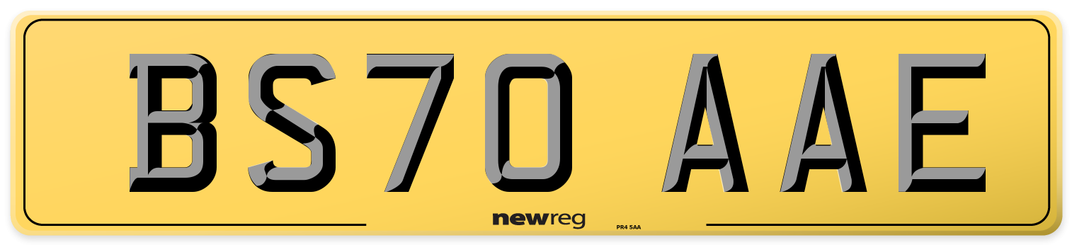 BS70 AAE Rear Number Plate