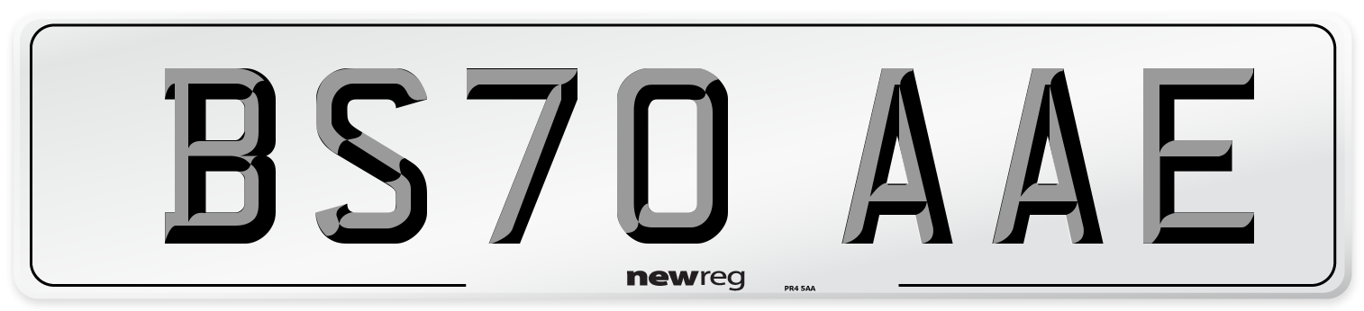BS70 AAE Front Number Plate