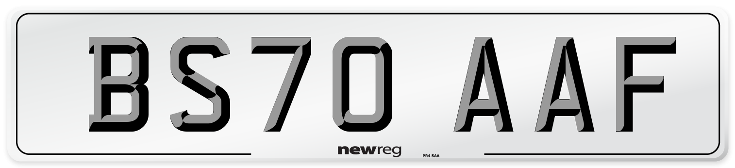 BS70 AAF Front Number Plate