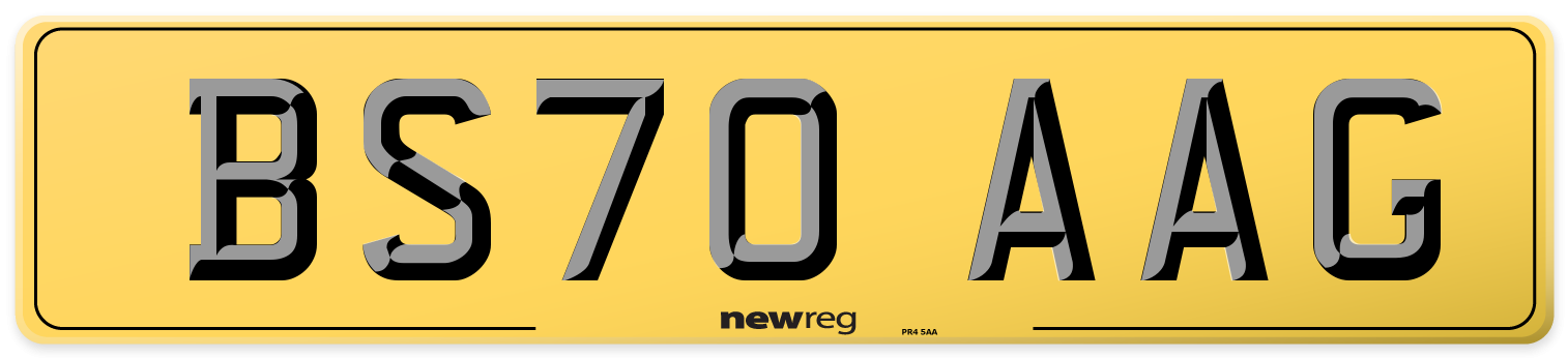 BS70 AAG Rear Number Plate