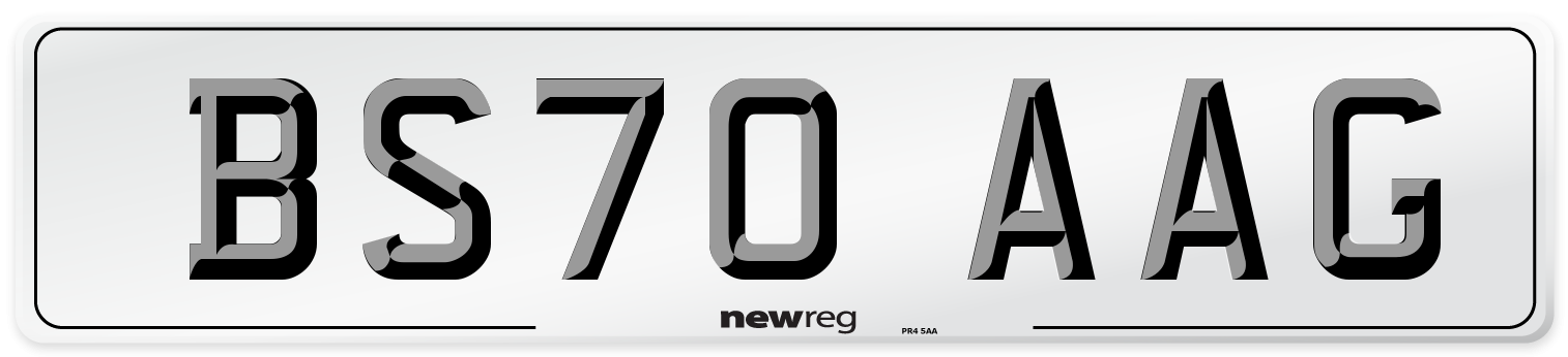 BS70 AAG Front Number Plate
