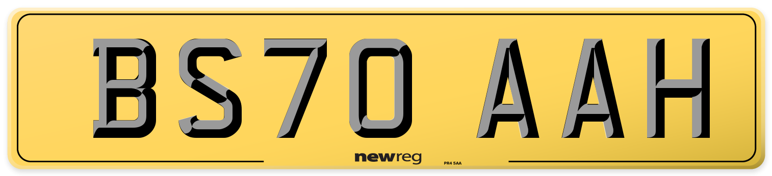 BS70 AAH Rear Number Plate