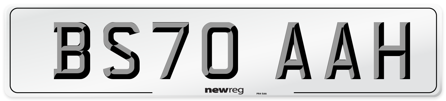 BS70 AAH Front Number Plate