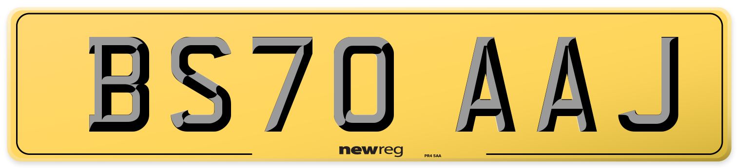 BS70 AAJ Rear Number Plate
