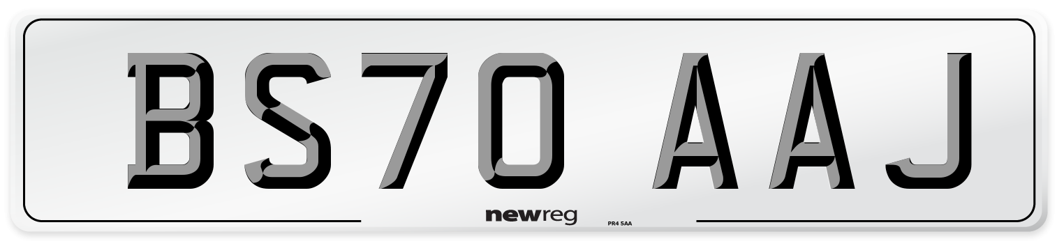 BS70 AAJ Front Number Plate