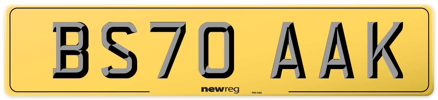 BS70 AAK Rear Number Plate
