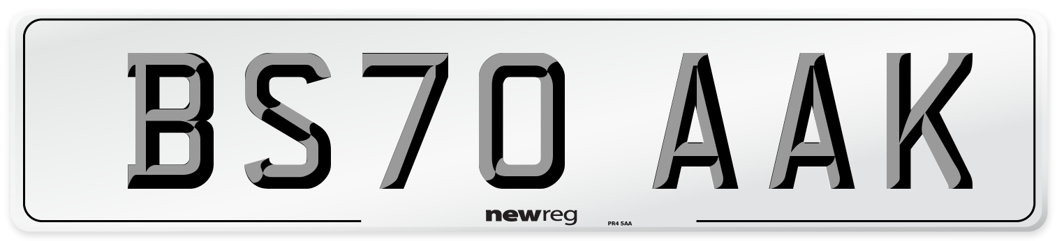BS70 AAK Front Number Plate
