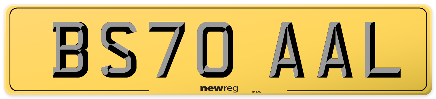 BS70 AAL Rear Number Plate