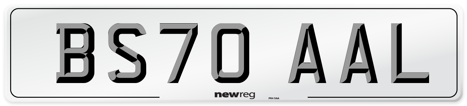 BS70 AAL Front Number Plate