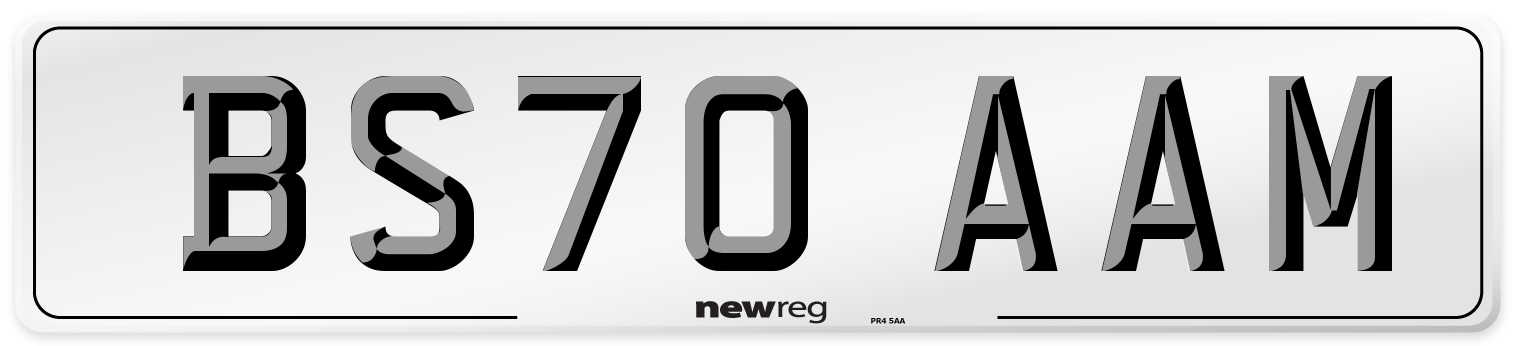 BS70 AAM Front Number Plate