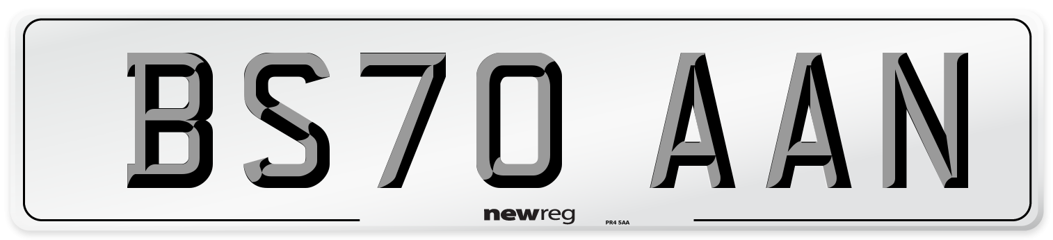BS70 AAN Front Number Plate