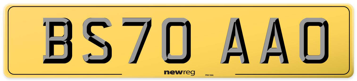 BS70 AAO Rear Number Plate