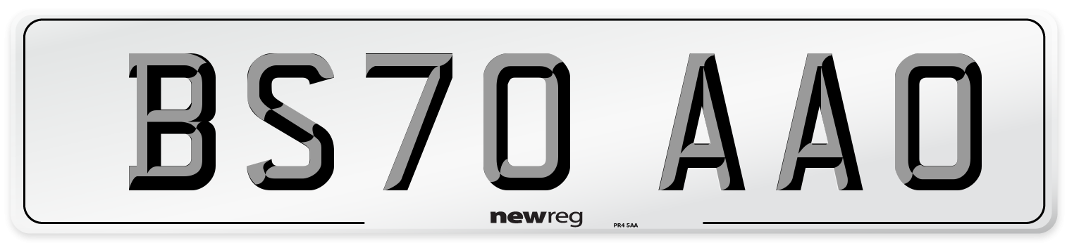 BS70 AAO Front Number Plate