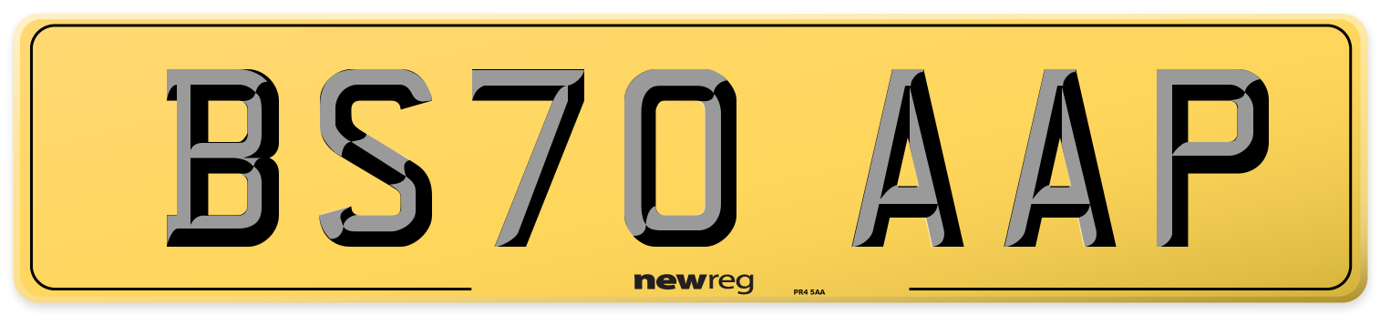 BS70 AAP Rear Number Plate
