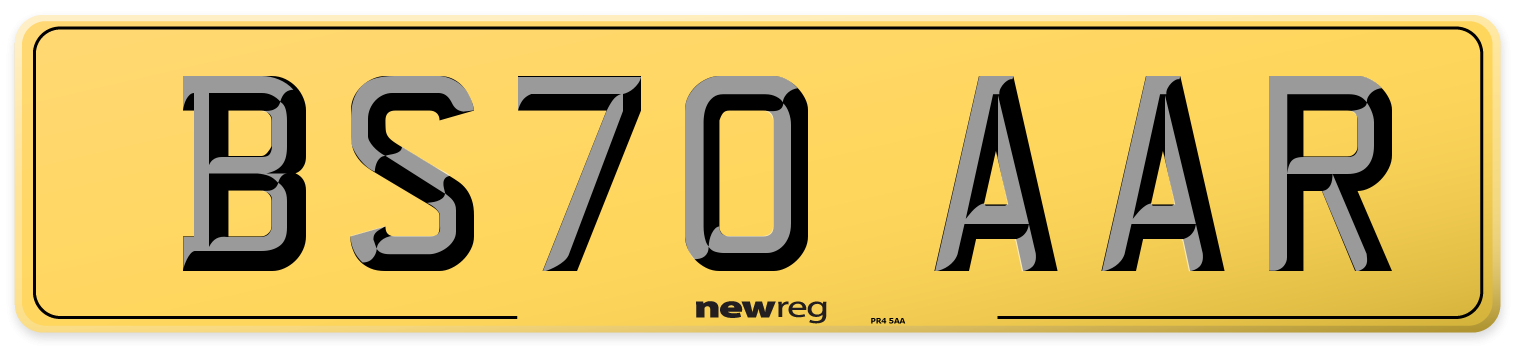 BS70 AAR Rear Number Plate