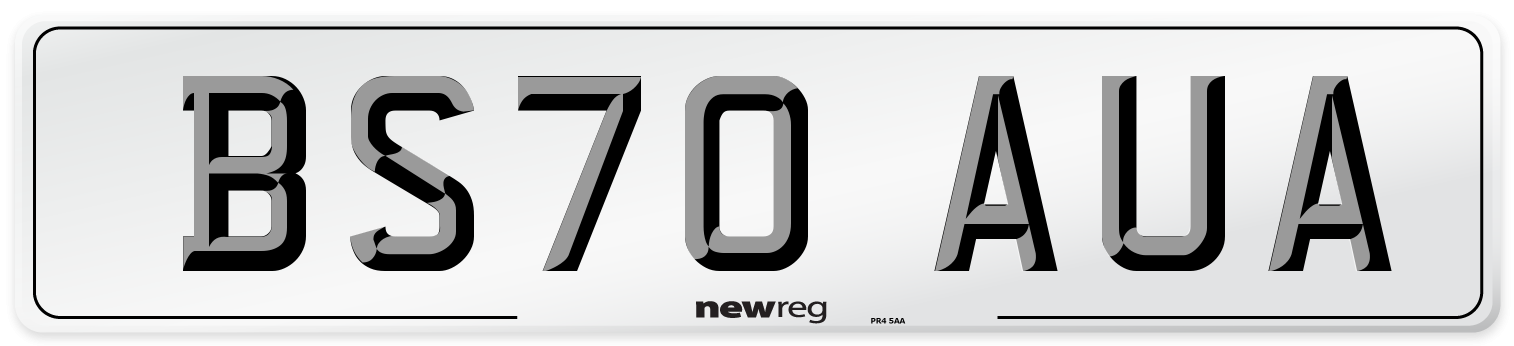 BS70 AUA Front Number Plate