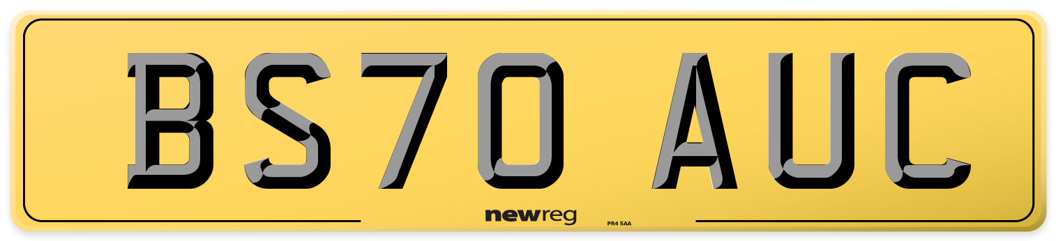 BS70 AUC Rear Number Plate