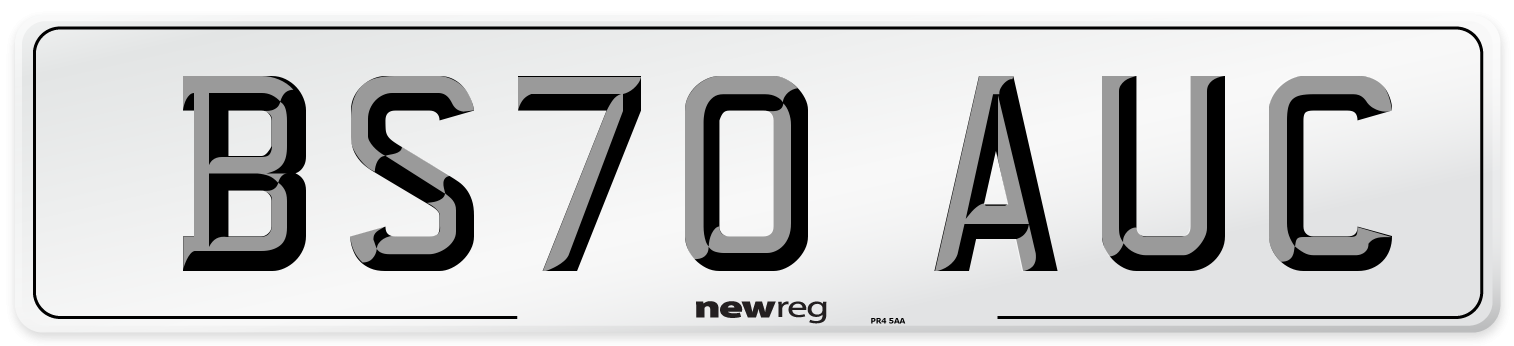 BS70 AUC Front Number Plate
