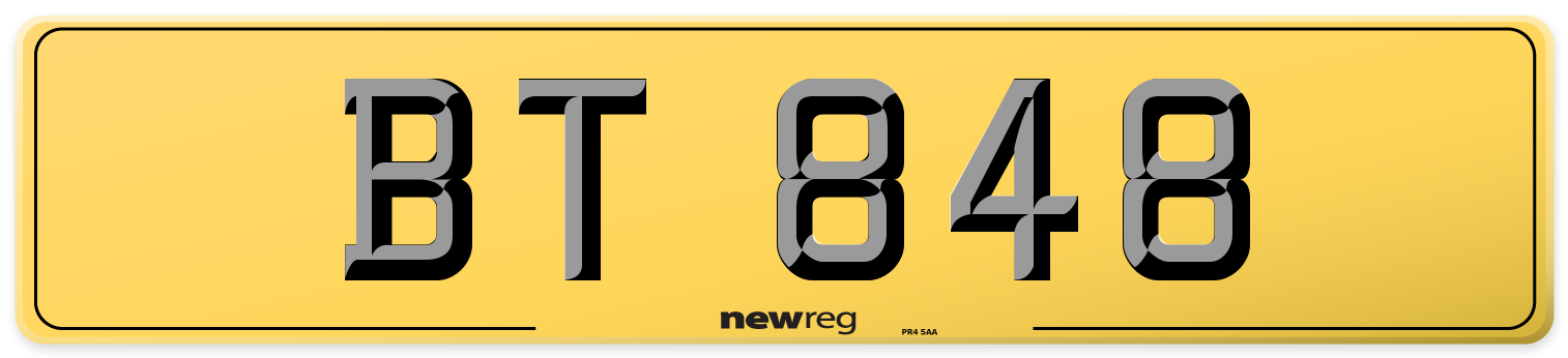 BT 848 Rear Number Plate