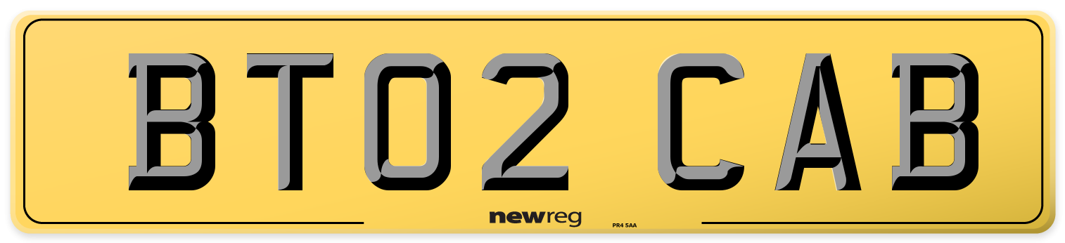 BT02 CAB Rear Number Plate