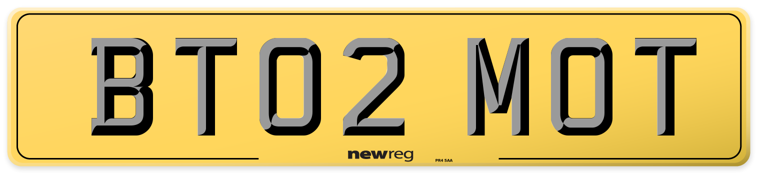 BT02 MOT Rear Number Plate