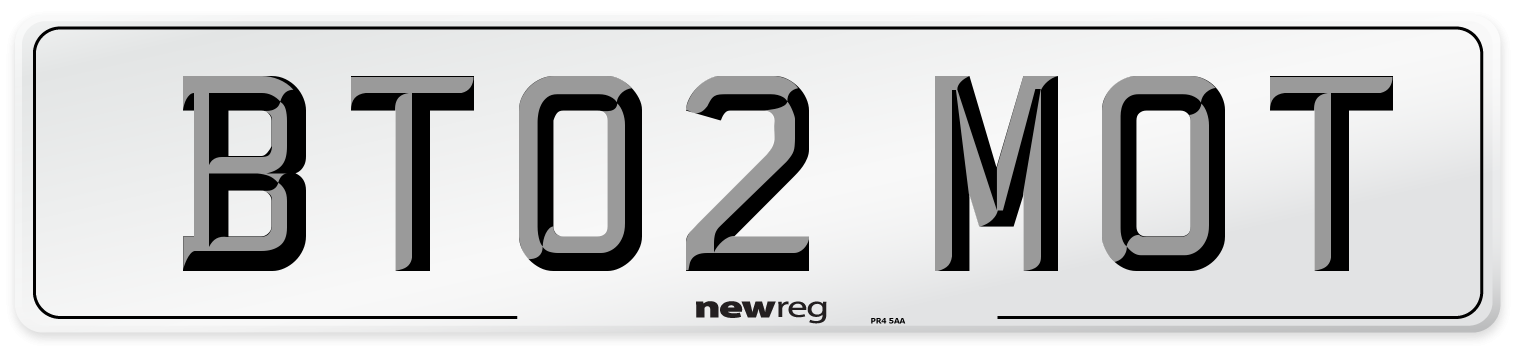 BT02 MOT Front Number Plate