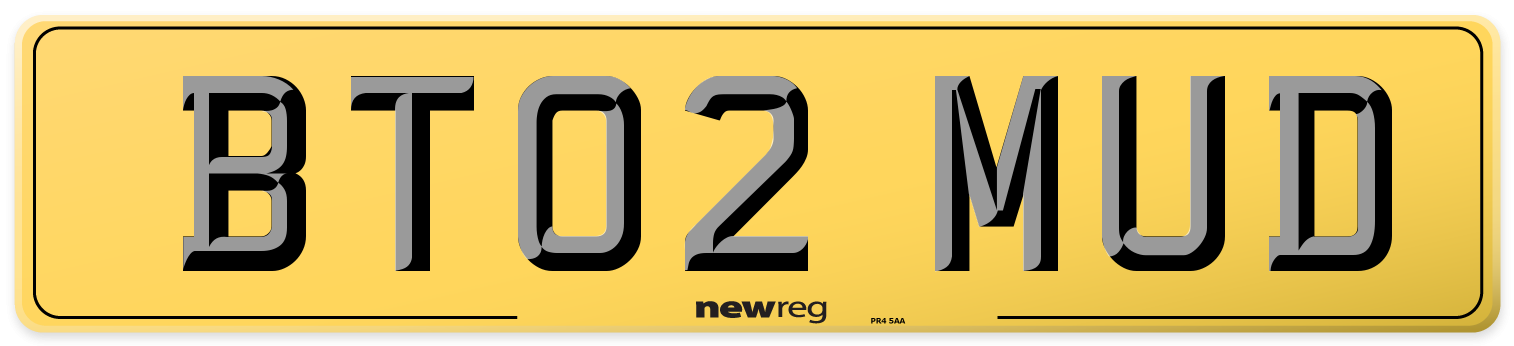 BT02 MUD Rear Number Plate