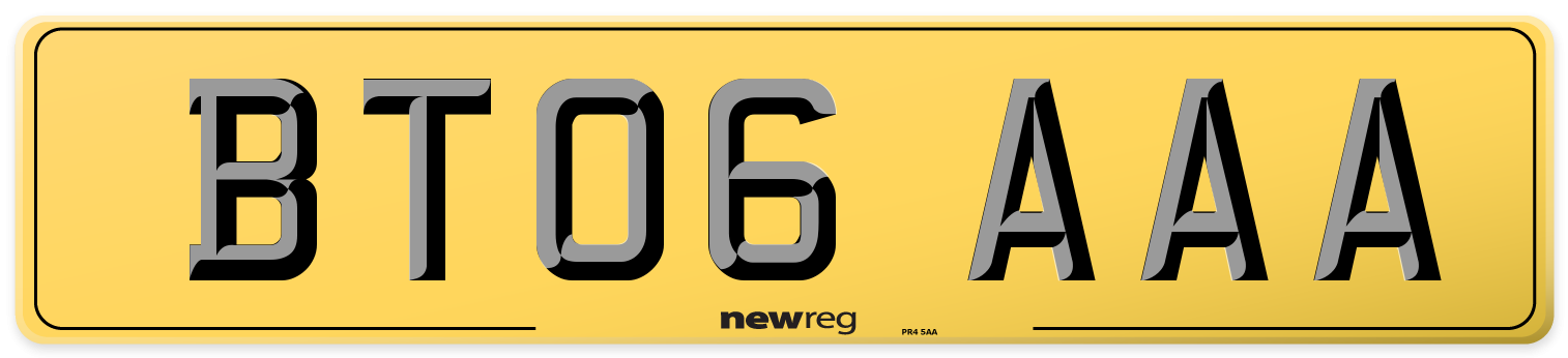 BT06 AAA Rear Number Plate