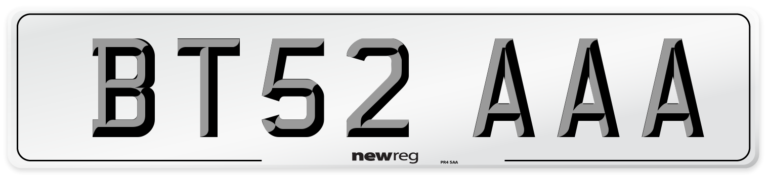 BT52 AAA Front Number Plate