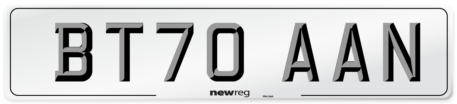 BT70 AAN Front Number Plate