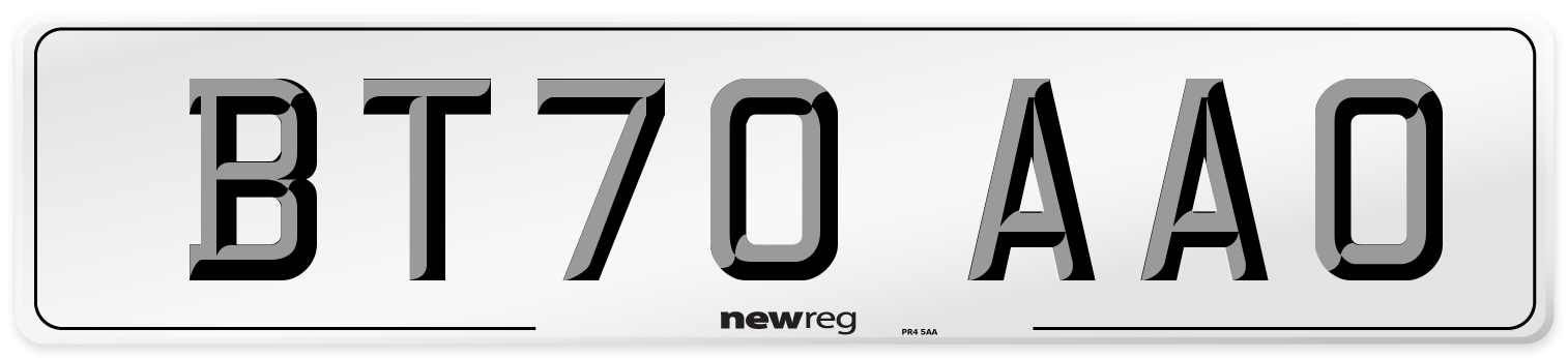 BT70 AAO Front Number Plate