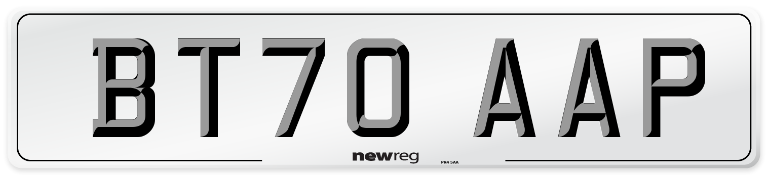 BT70 AAP Front Number Plate