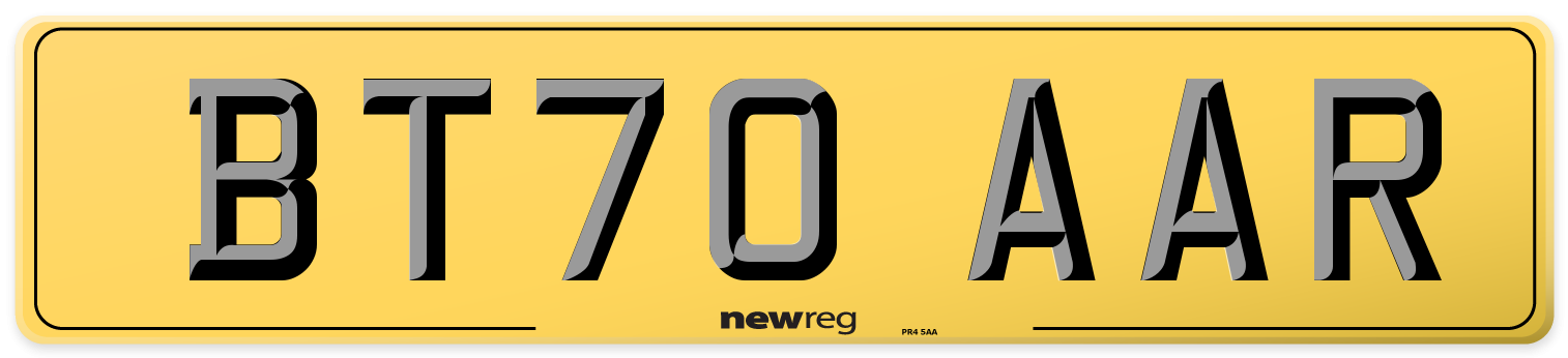 BT70 AAR Rear Number Plate