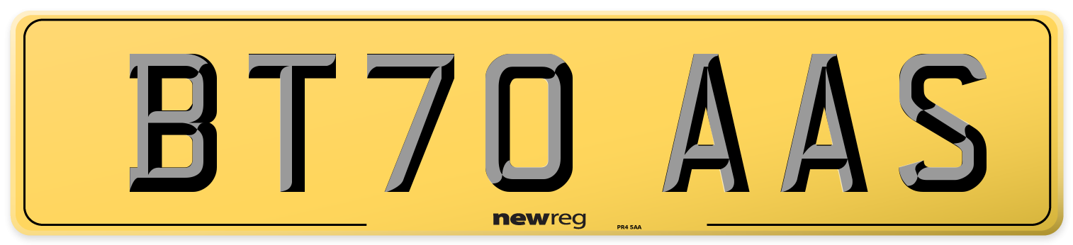 BT70 AAS Rear Number Plate