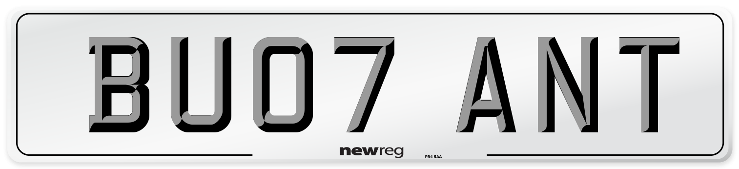 BU07 ANT Front Number Plate