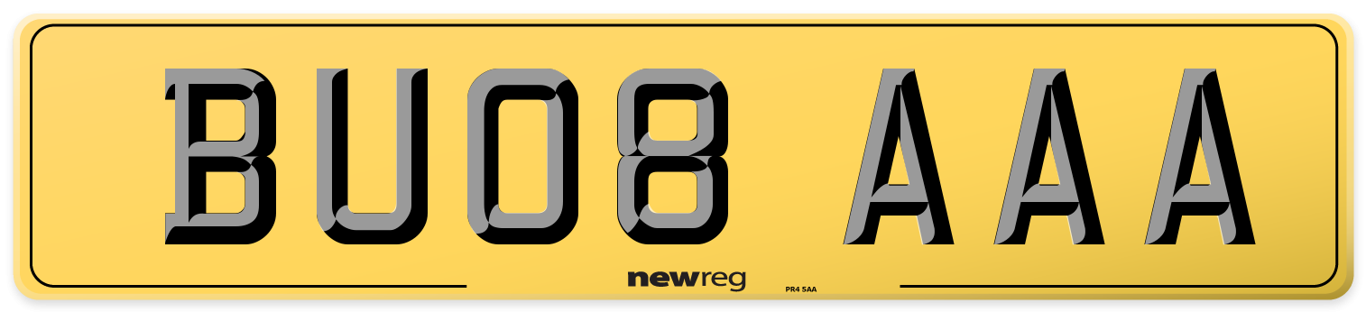 BU08 AAA Rear Number Plate