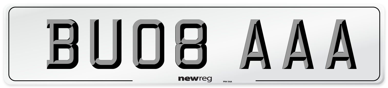 BU08 AAA Front Number Plate