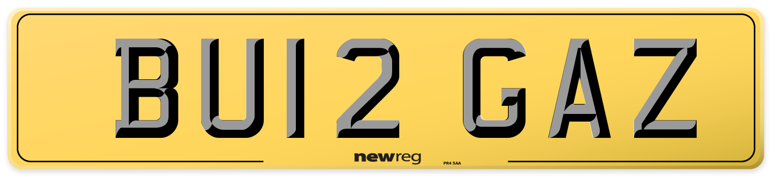 BU12 GAZ Rear Number Plate
