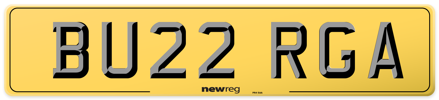 BU22 RGA Rear Number Plate
