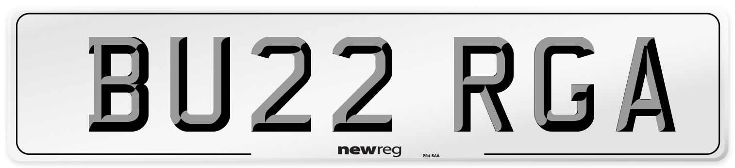 BU22 RGA Front Number Plate