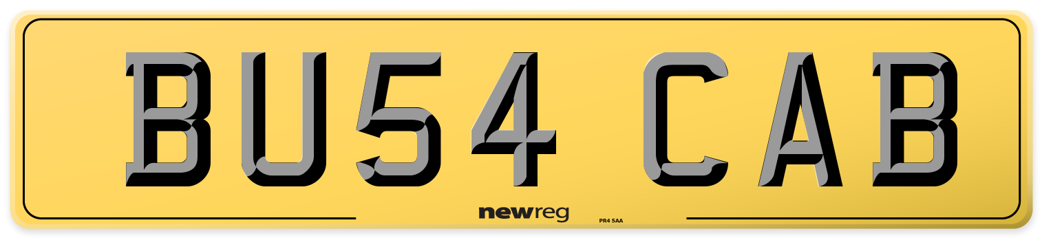 BU54 CAB Rear Number Plate